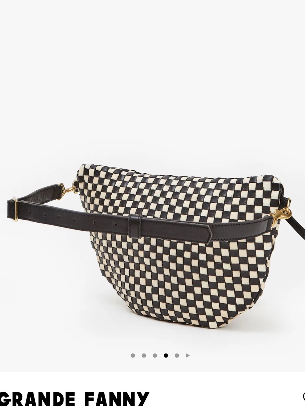 Clare V Grande Fanny Black & Cream Check Waist Bag - Picture 4 of 8